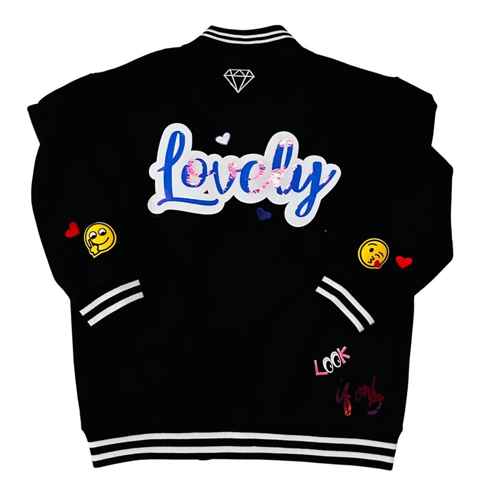 IF ONLY LIMITED EDITION Lovely “143” Love Heart Black Bomber Jacket